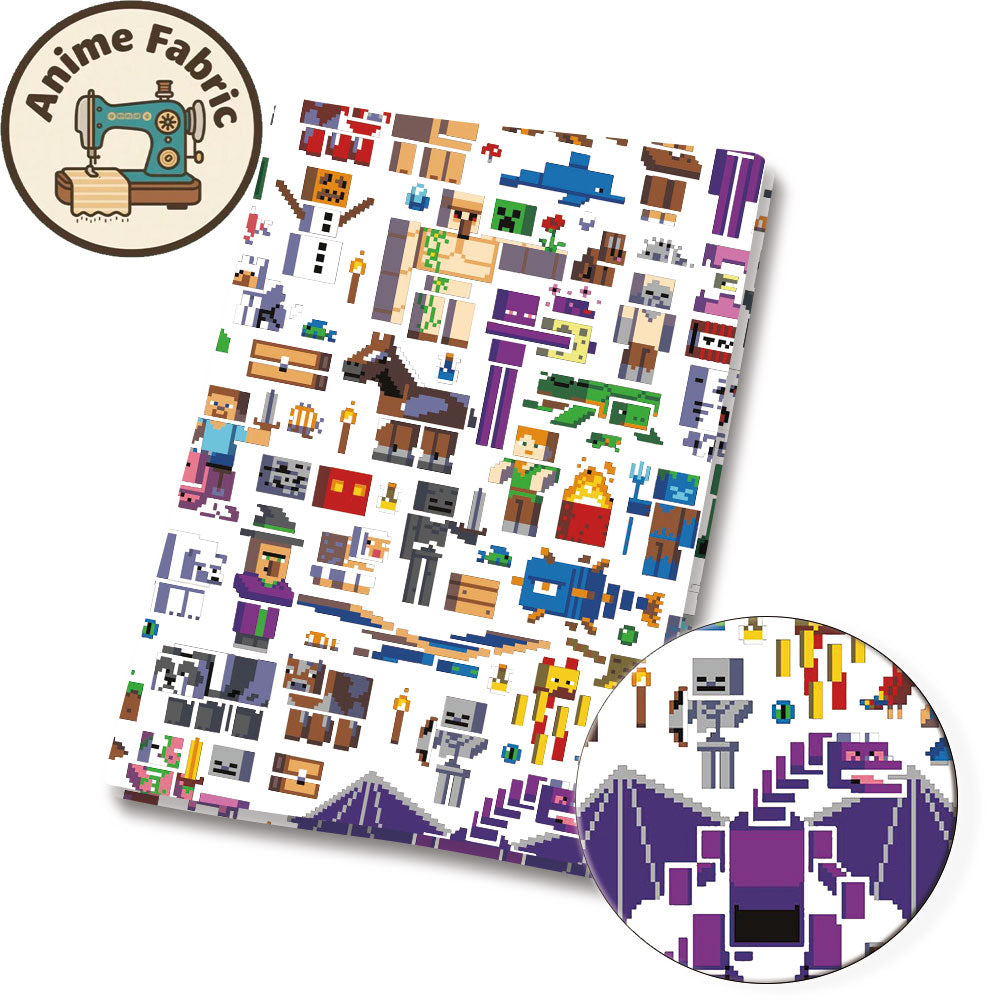 Minecraft Cartoon Stoff Hot DIY140 * 50cm Handarbeit Nähen Patchwork Quilten Baby Kleid Home Blatt Bedruckter Stoff Stoff Nähen Kinder