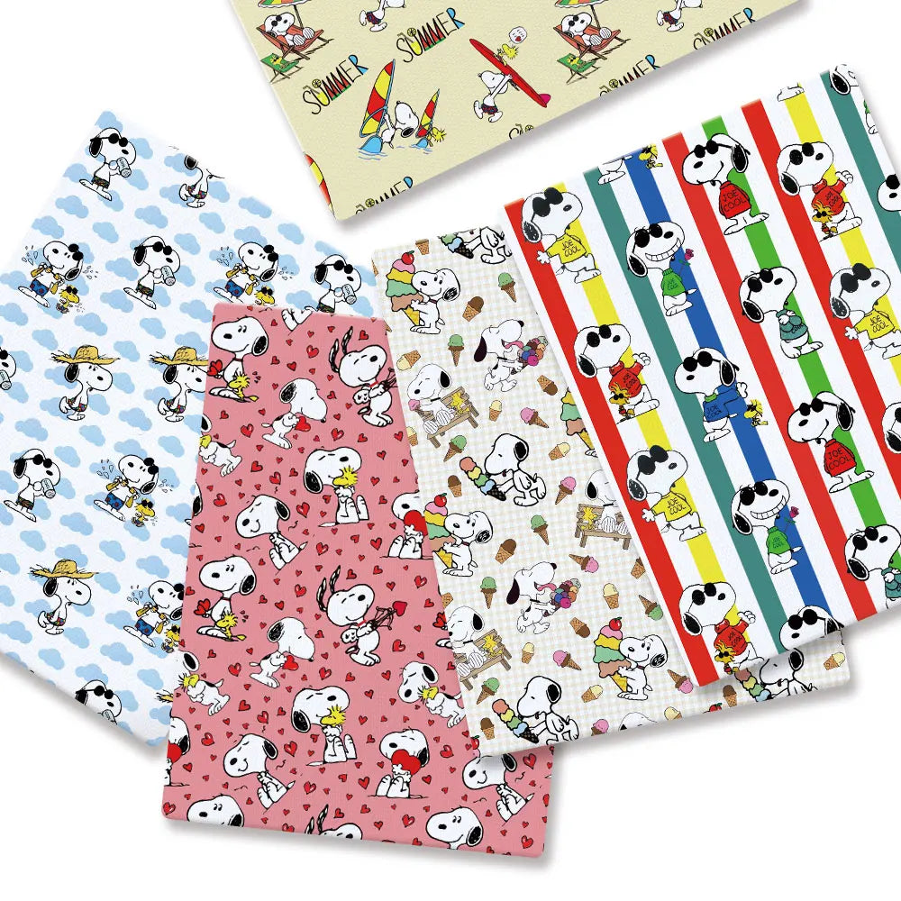 Snoopy-Cartoon-Stoff, heiß, DIY, 140 x 50 cm, handgefertigt, Nähen, Patchwork, Quilten, Babykleid, Heimtuch, bedruckter Stoff, Stoff zum Nähen, Kinderstoff 