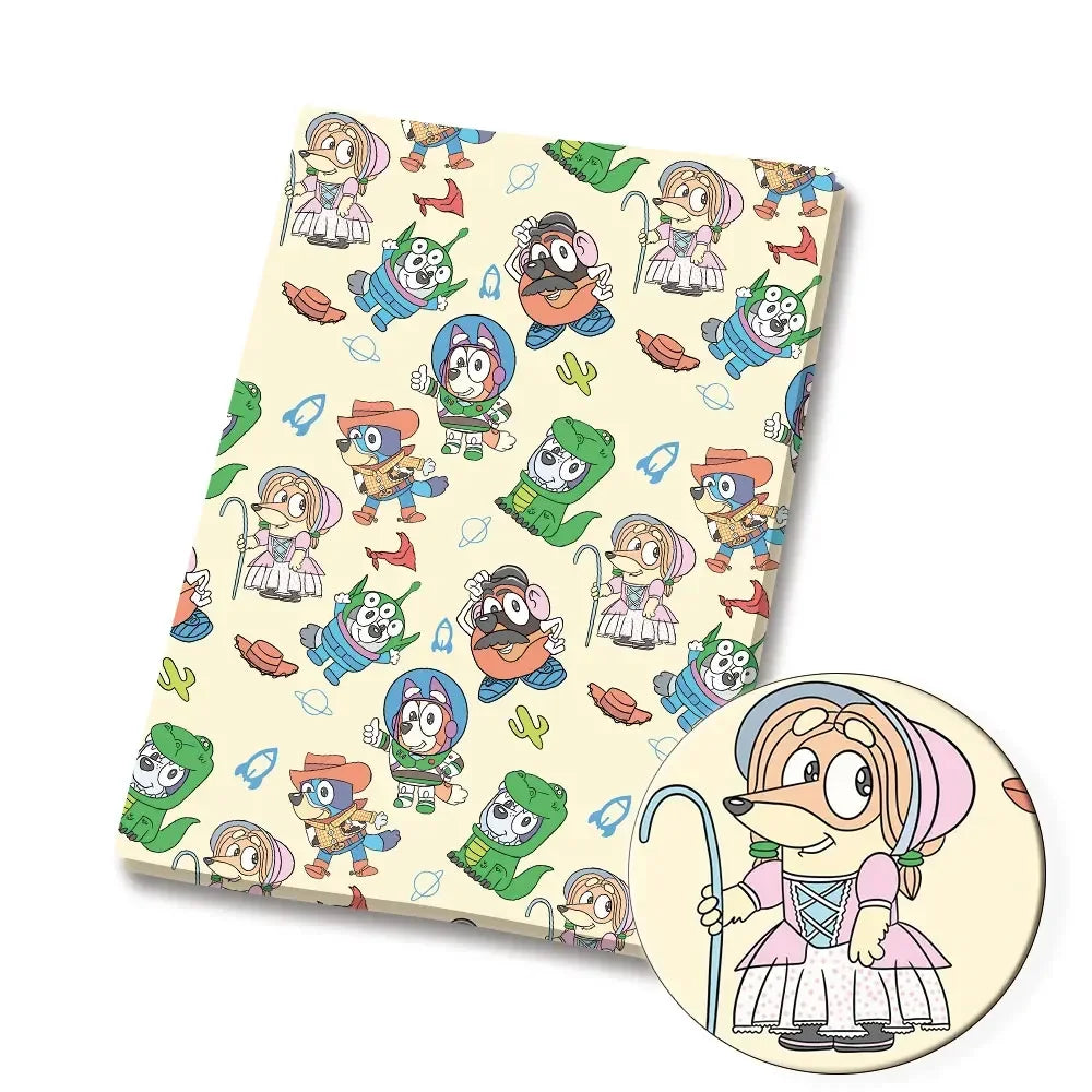 Bluey Fabric 140x50CM 漫画コットン生地 パッチワーク ティッシュ 子供用 ホームテキスタイル 裁縫 人形 ドレス カーテン ポリエステルコットン生地